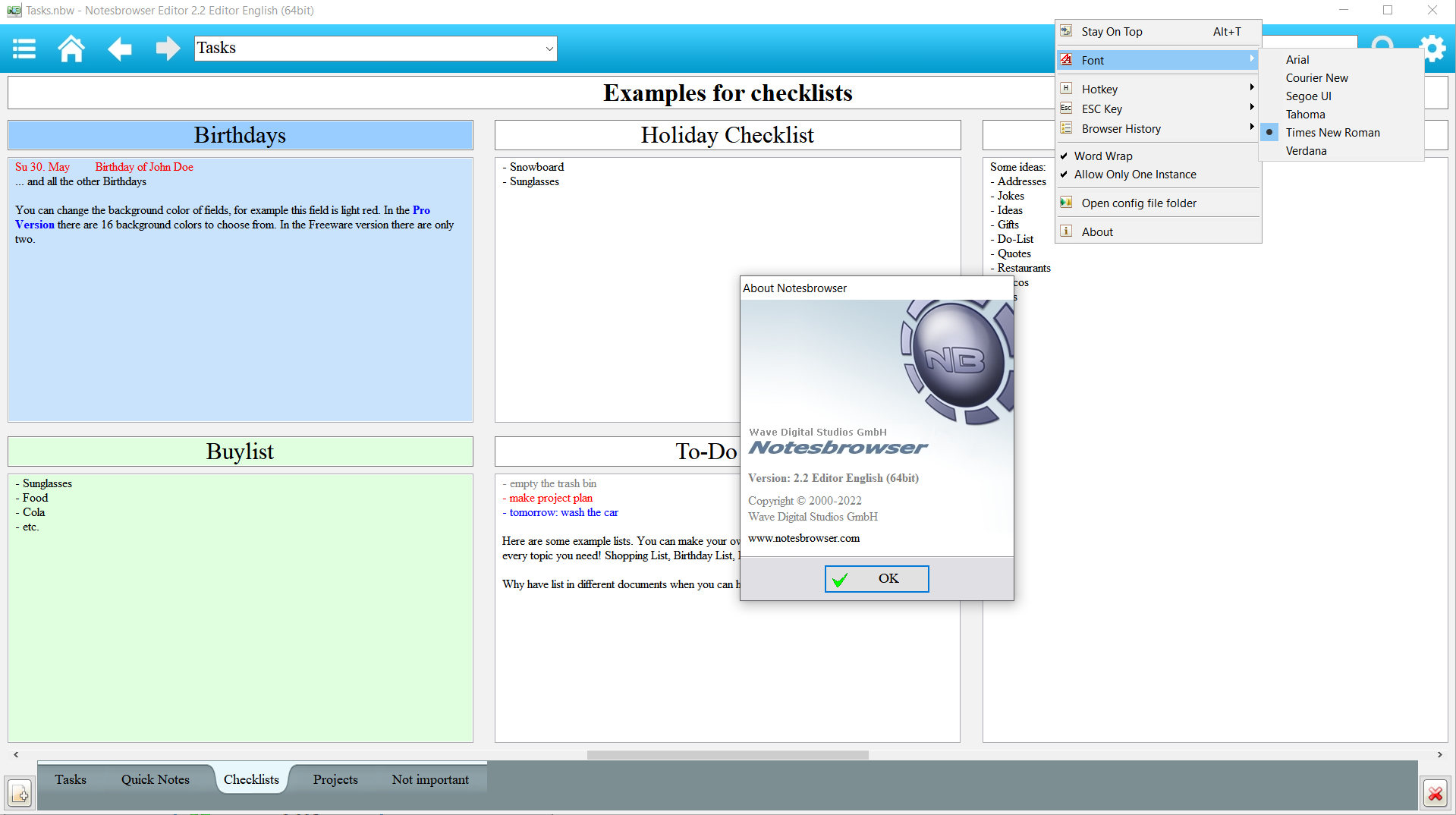 Notesbrowser - Screenshots - Notesbrowser Editor English