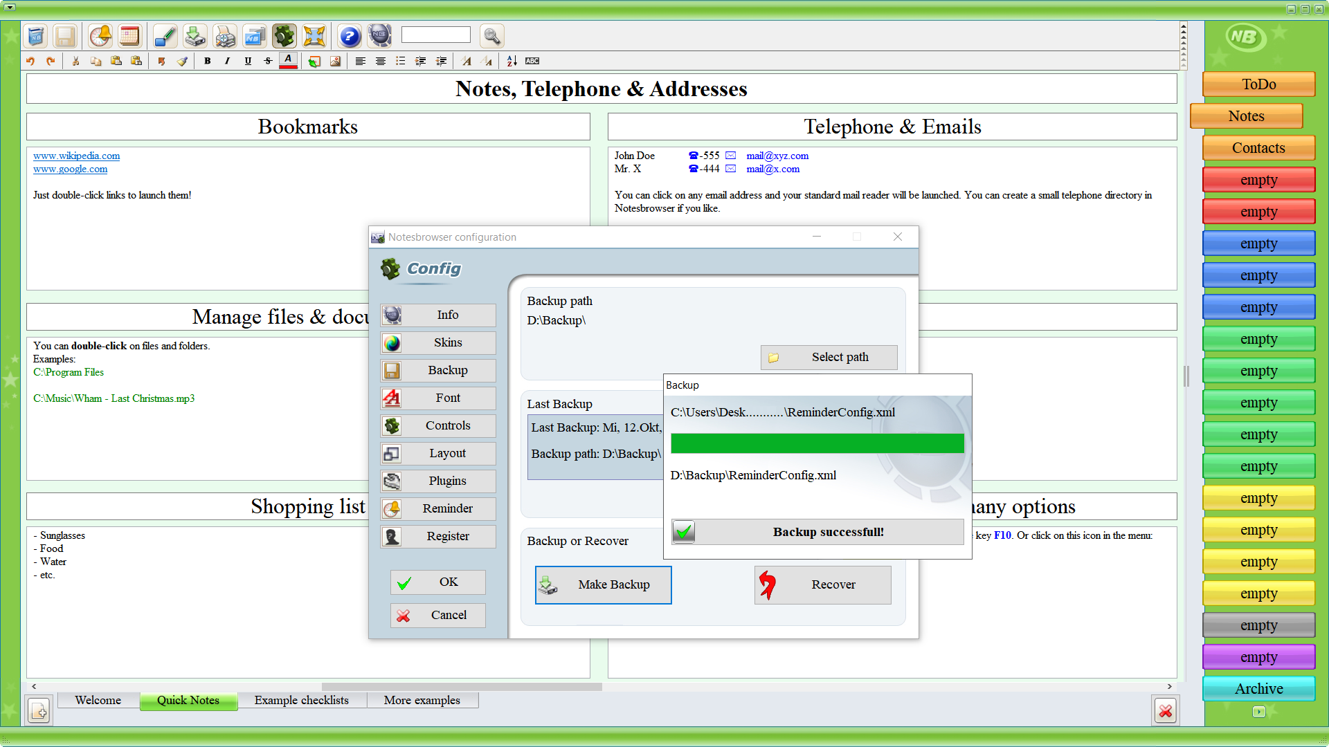 Notesbrowser - Screenshots - Notesbrowser Professional English