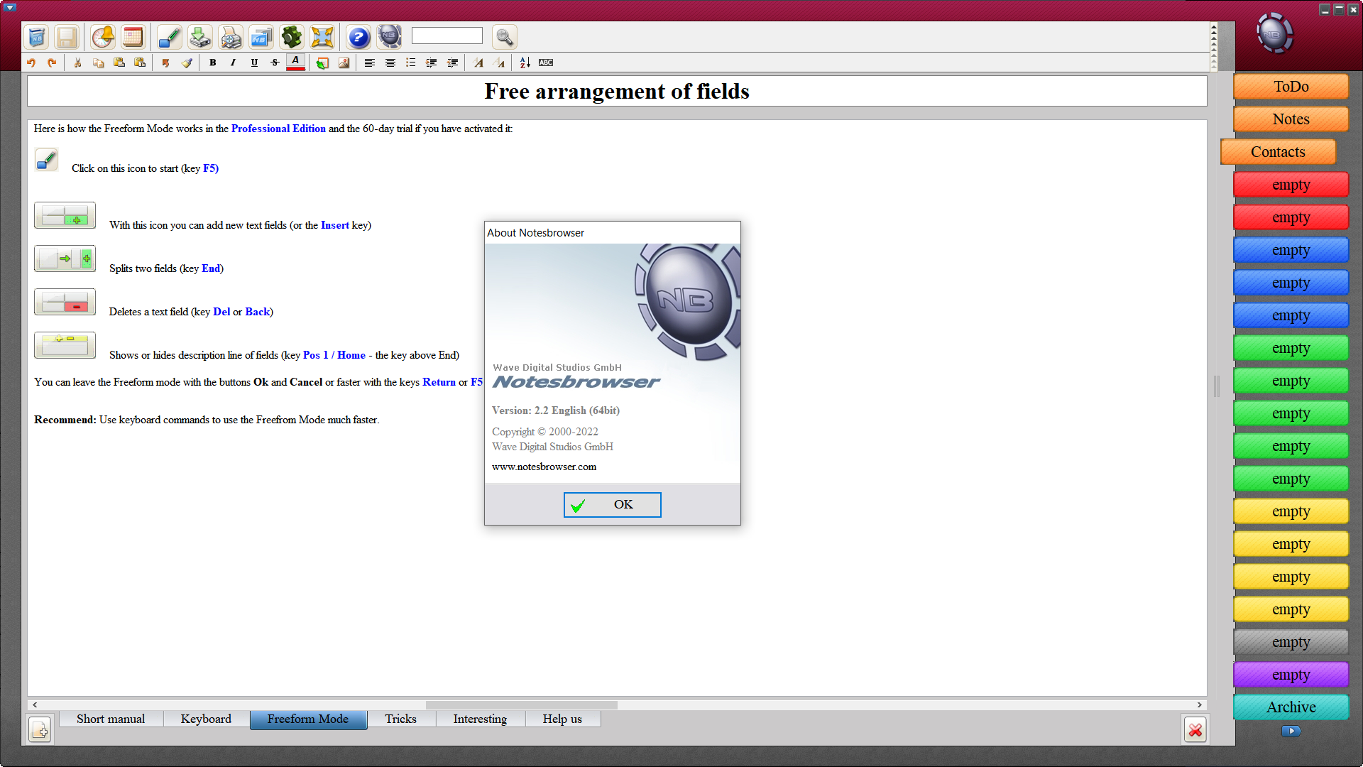 Notesbrowser - Screenshots - Notesbrowser Professional English